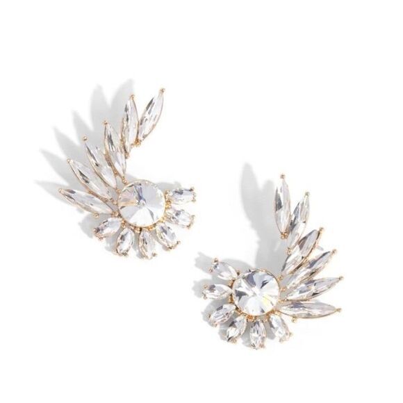 Paparazzi Greek Glam Rhinestone Earrings Gold Pierced White Bold Gemstones New - Picture 2 of 2